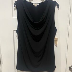 Coldwater Creek Women's Black Draped Blouse